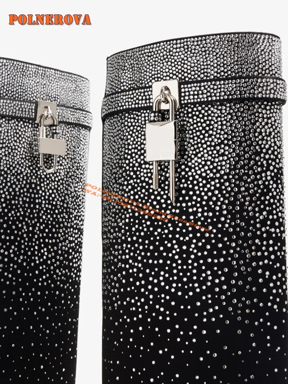 Сапоги на танкетке с острым носком и длинными рукавами со стразами гипсофила