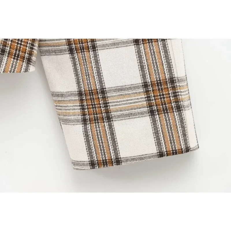 Женский клетчатый пиджак CharmChant весна 2024 пальто с длинными рукавами и лацканами