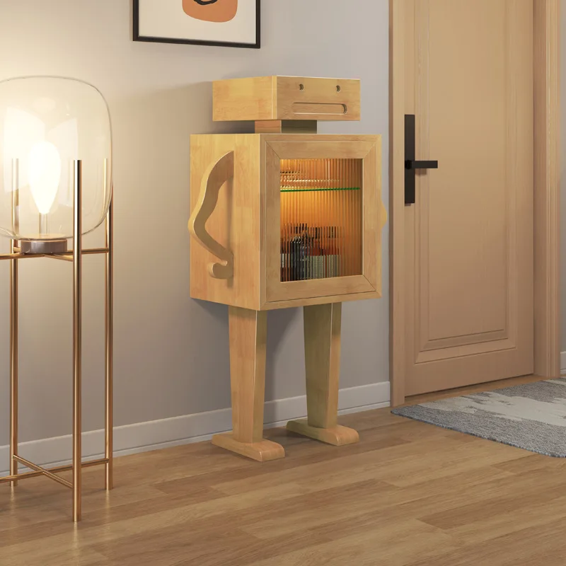 

Стильная мебель, Роботизированный винный шкаф из массива дерева, для хранения в гостиной, креативные шкафы для хранения, боковые полки из массива дерева, полки