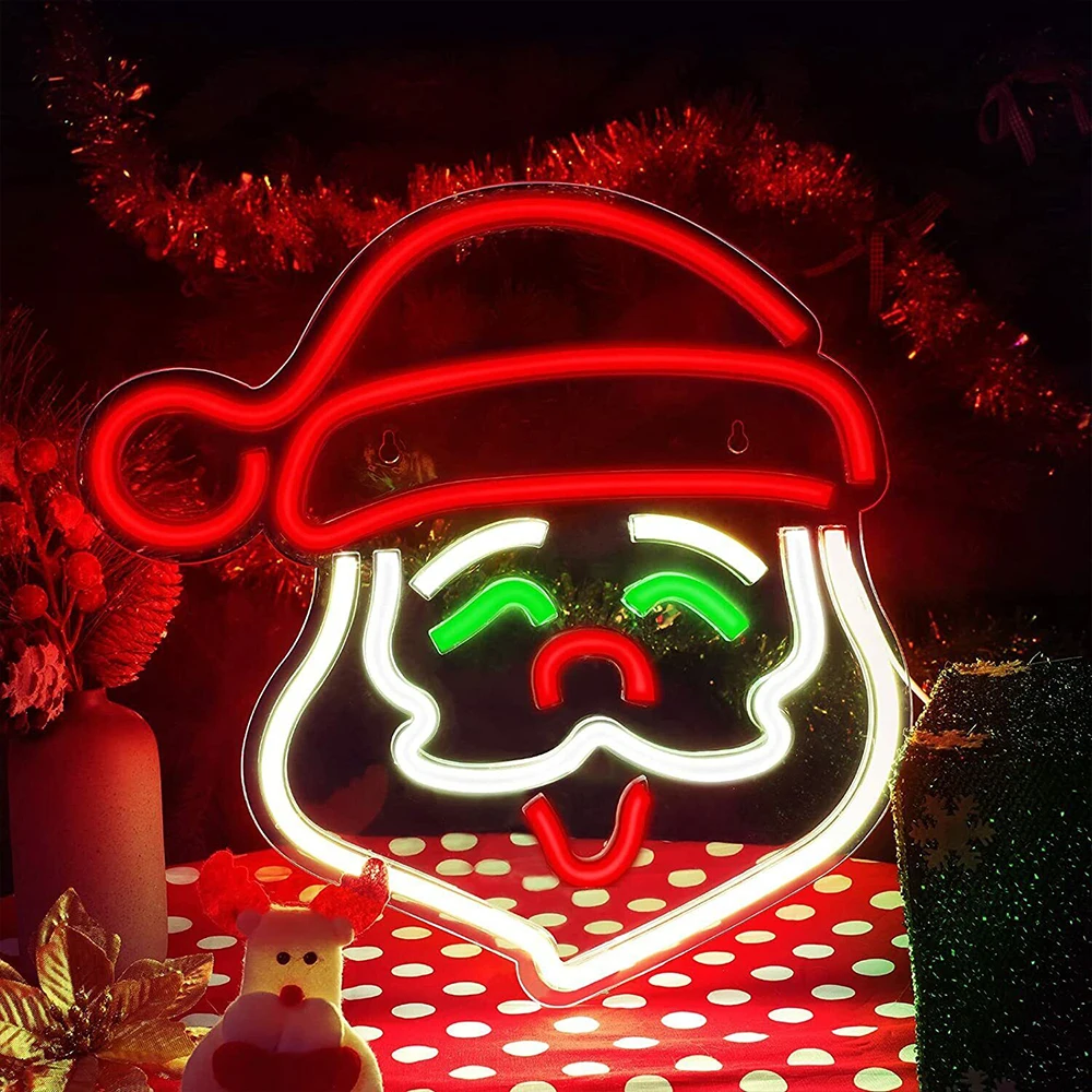 Santa LED Neon Sign Custom Christmas Halloween Neon Sign Room Bedroom Wall Decoration Holiday Party Outdoor Decorative Light