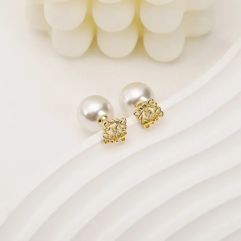 Французские винтажные жемчужные геометрические серьги женские модные простые