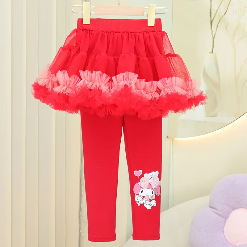 

Kawaii Sanrio Children's Bottoms My Melody Cute Anime Autumn and Winter Padded Thickened Outer Wear Skirt Pants Toys Girls Gift