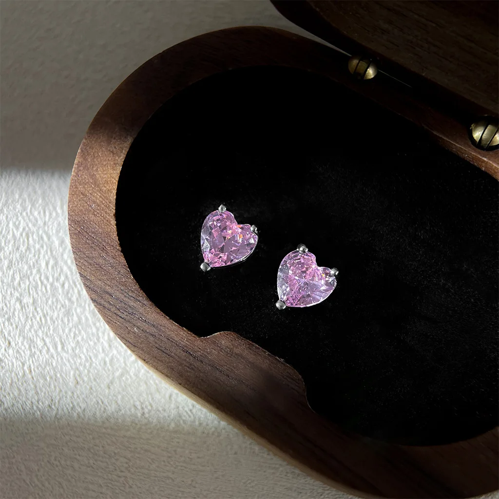 рожевого кольору CZ Crystal Earrings dla kobiet Koreańska słodka biżuteria Kobieta Urodziny Przyjaciel Prezent świąteczny