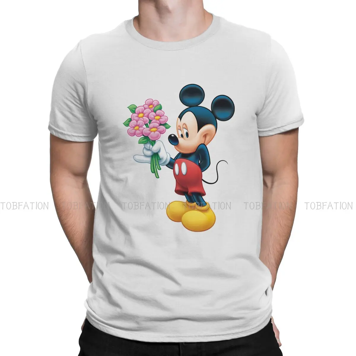 

Flowers Men TShirt Disney Mickey Mouse Cartoon O Neck Short Sleeve 100% Cotton T Shirt Humor Top Quality Birthday Gifts