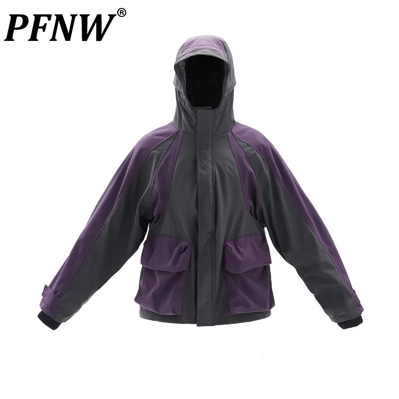

PFNW Men's Autumn New Tide Chic High Street Fashion Brand Safari Style Spliced Jacket Techwear Casual Sport Hooded Coats 12A5940