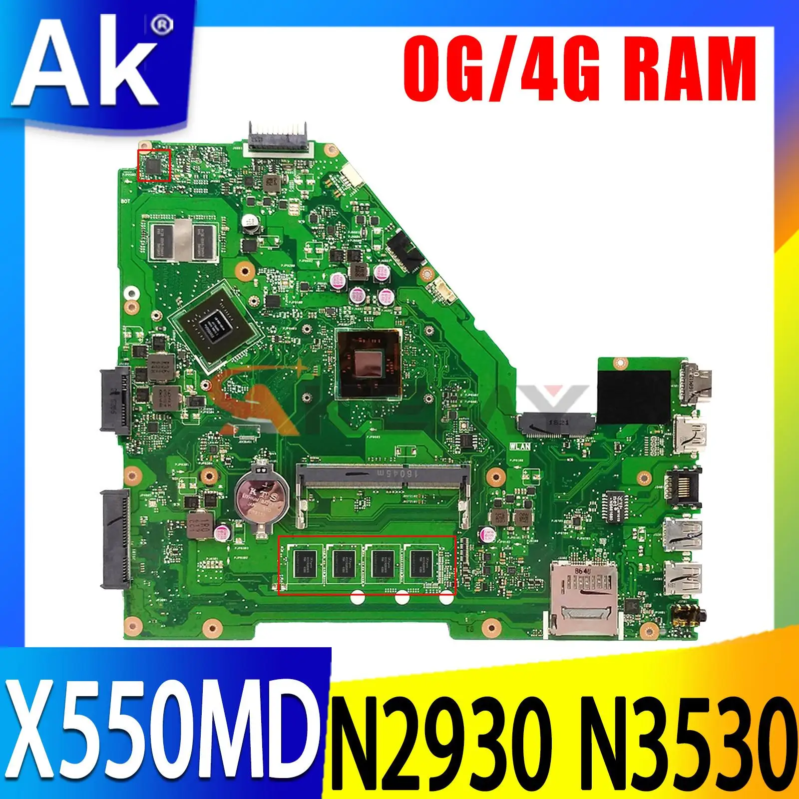 Оригинальная системная плата X550MD для ноутбука ASUS X550MD X550MJ X552M Y582M K550M