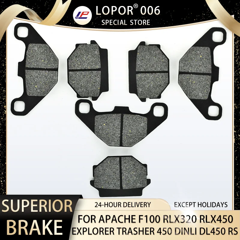 

LOPOR Motorcycle Brake Pads Front&Rear For APACHE F100 RLX 320 S/ Utility DINLI RLX 450 S DL 450 RS DL901 Trasher 450
