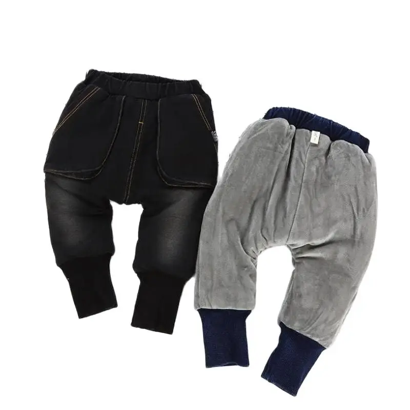 2022 Hot Sale high quality Boys Jeans Casual Child Plus Velvet Pants Winter Kids Jeans boy Girls Thicking Warm Denim Trousers