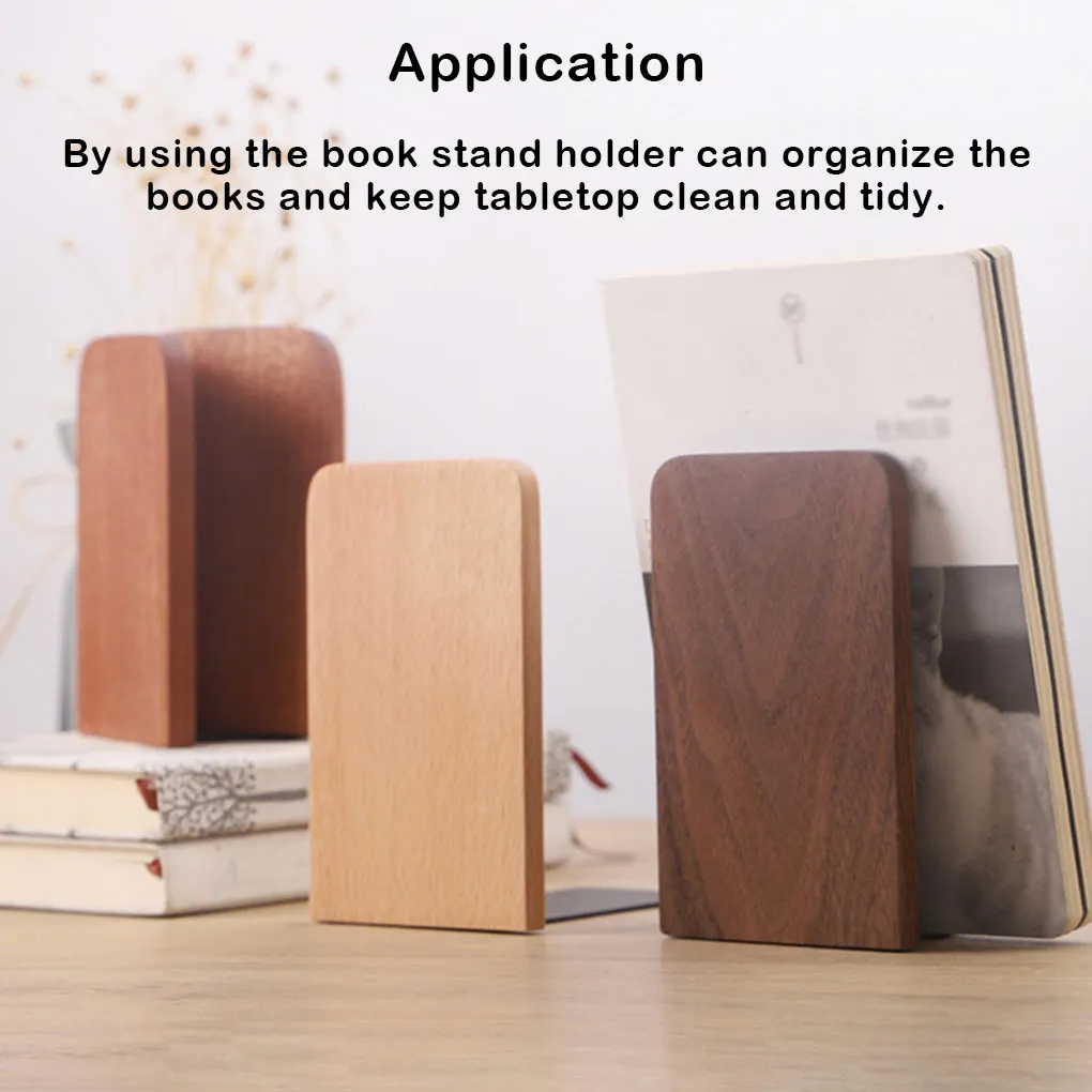 

2 Pieces Book Ends Desktop Smooth Stand Holder Space-saving Books Support Mount Bookends Shelf for Bedroom Office