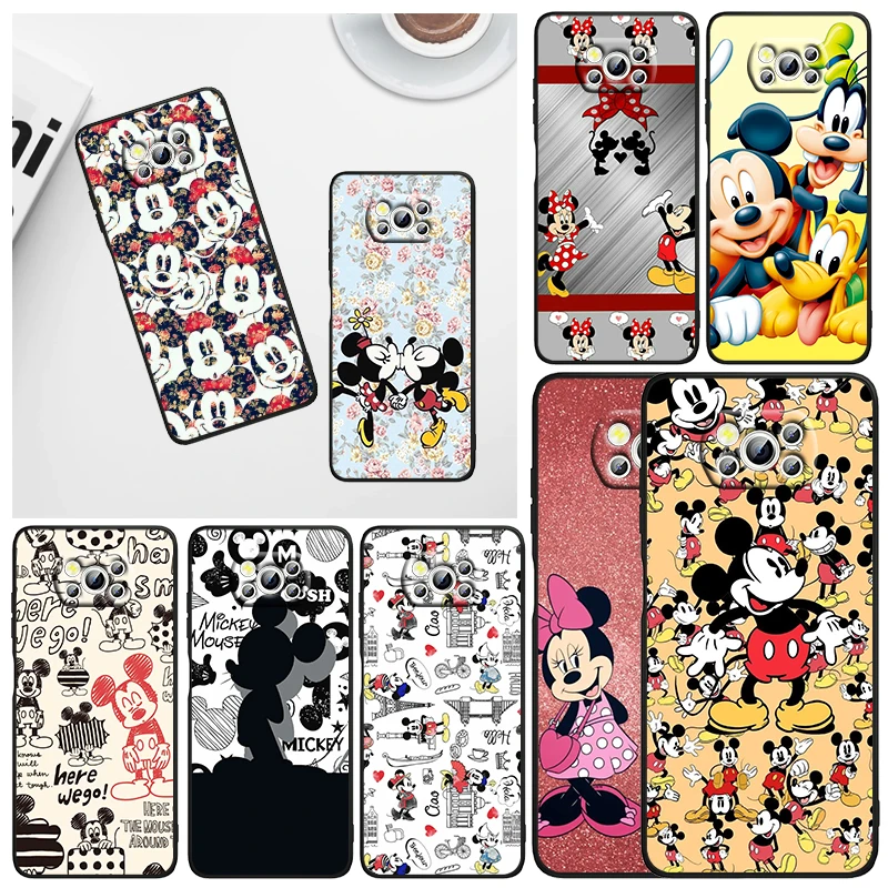 

Disney Mickey Mouse Pattern For Xiaomi Civi Mi Poco X3 NFC F3 GT M4 M3 M2 X2 F2 Pro C3 F1 Silicone Capa Black Phone Case
