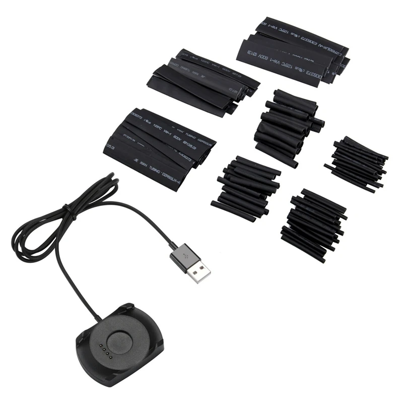 

New 1 Pcs USB Fast Charger Cable Dock & 127 Pcs Shrink Sleeving Tubing Tube Assortment Kit