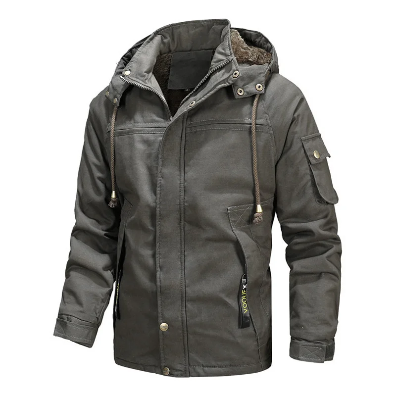 

Military Jackets Winter Men Cotton Fleece Hooded Thick Tactical Jackets Casual Loose Warm Winbreaker Plus Size Chaquetas Male