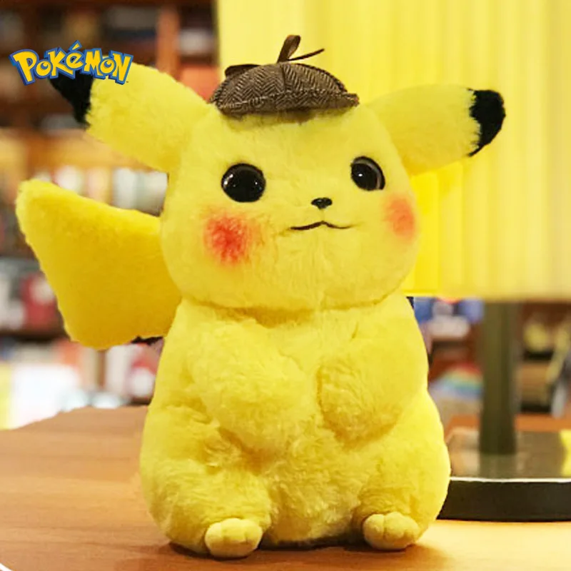 

28CM Pokemon Plush Toy Detective Pikachu Plush Cute Dolls Movie Anime Stuffed Cartoon Kawaii Pokémon Girl Birthday Kids Toy Gift