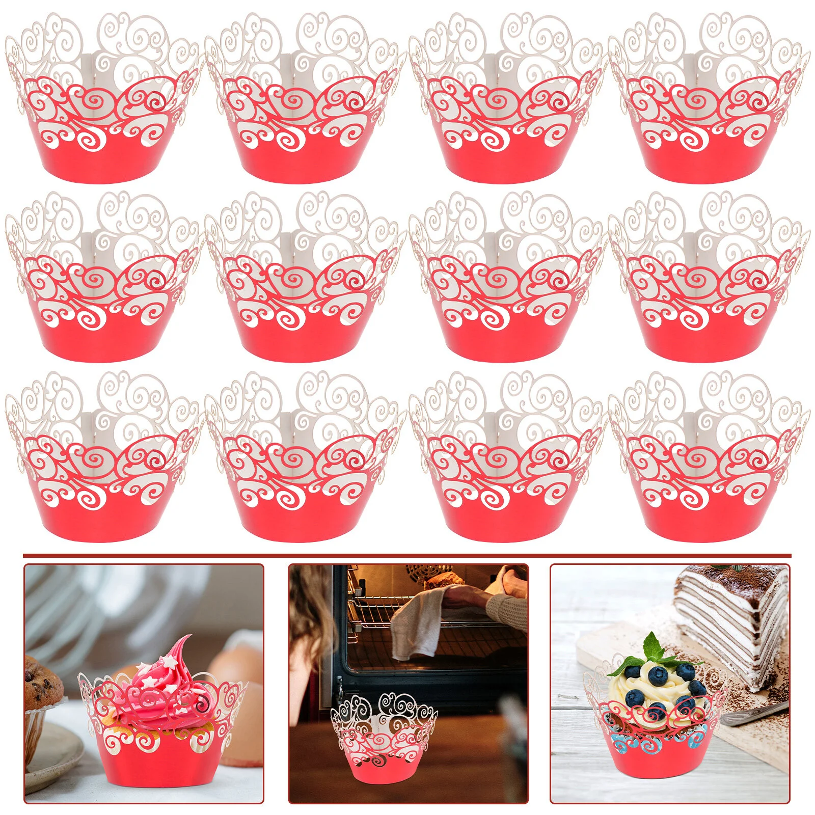 

50 Pcs Baking Supplies Setss Cupcake Wrappers Hemming Liners Aluminum Foil Muffin