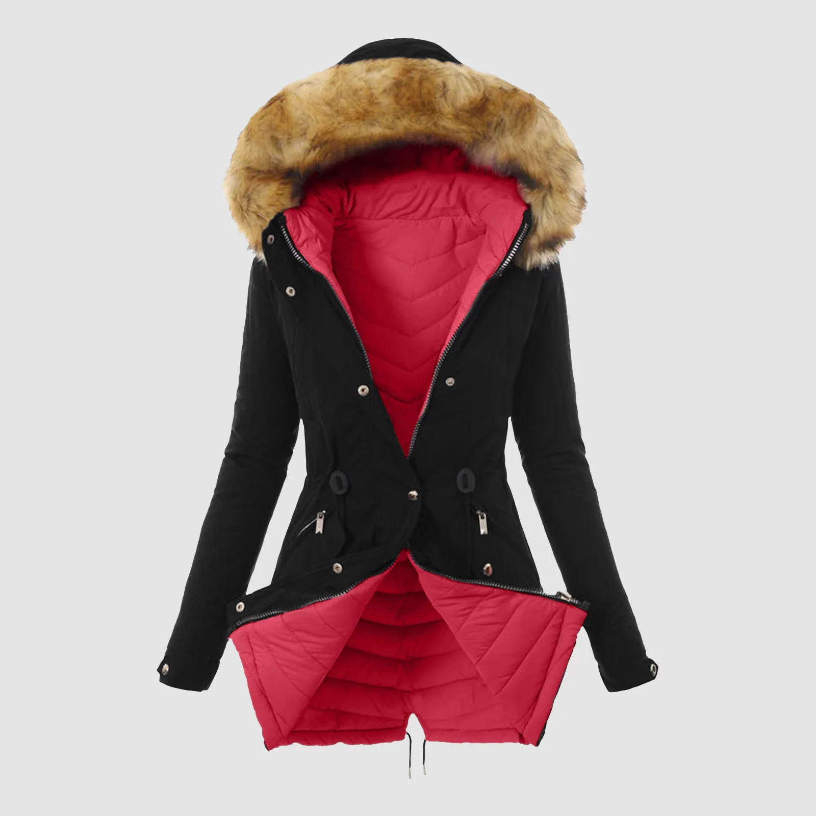 

Thick Fur' Outwear Hooded Women's Jacket Winter Coat Trench Women S Fleece Jackets Warm up Full Zip Long Sleeve Cotton Jacket