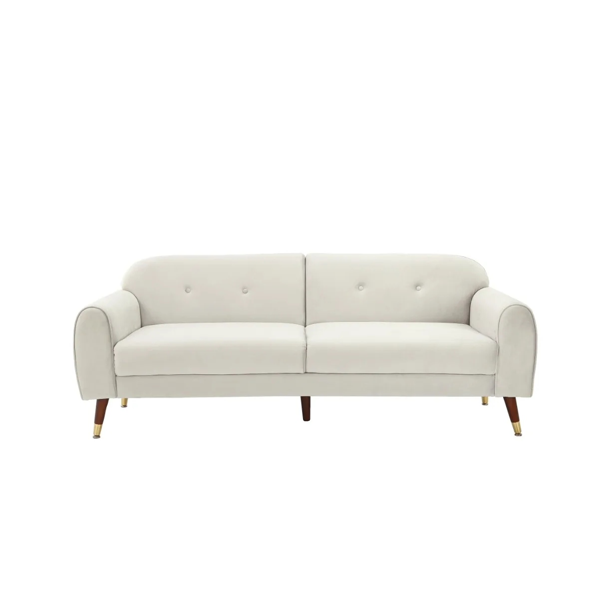 75.5”Mid-century Velvet Sofa,Morden Upholstery 2-seater Velvet Sofa with Armrest for Livingroom(Beige) 6