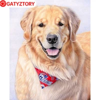 gatyztory oil frame paint by numbers dog animal number painting acrylic paints coloring by numbers home decor gift diy crafts