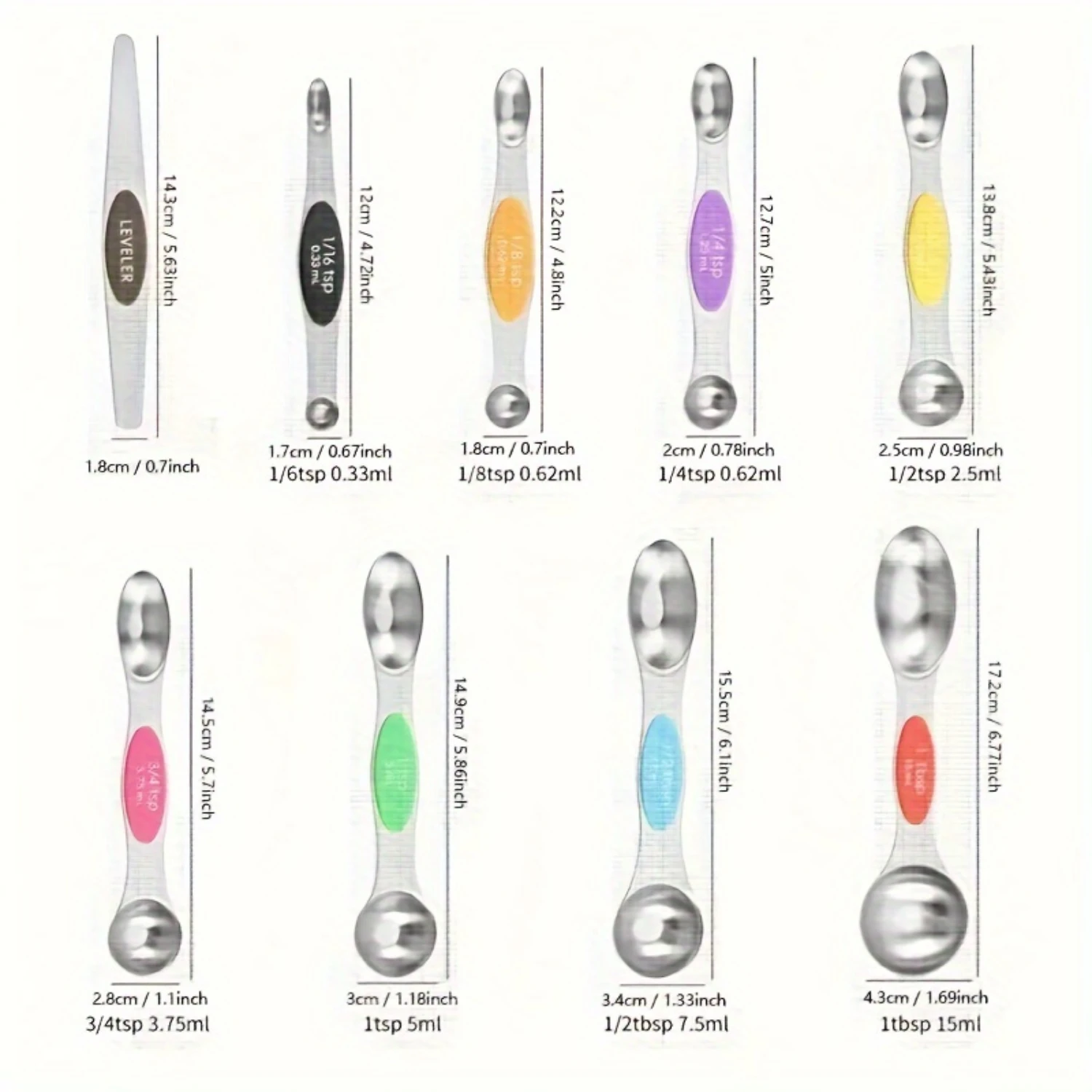 Измерительный набор из нержавеющей стали 17 предметов — двусторонние ложки