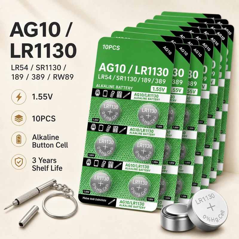 Фото Щелочная кнопочная батарейка LR1130 AG10 189 389 LR54 RW89 L1131 SR1130SW 4-100 шт. для часов, игрушек, пультов дистанционного управления №1