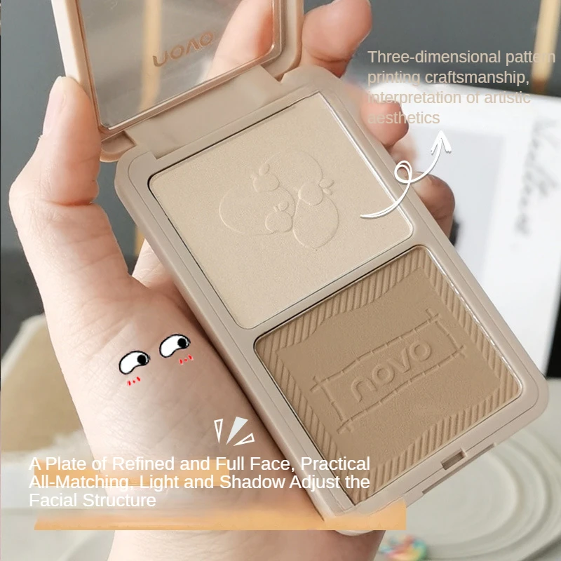 

NOVO Double Color Grooming Contour Shadow Bronzer Matte Shimmer Brighten Face Sculptor Shading Contouring Powder Palette Makeup