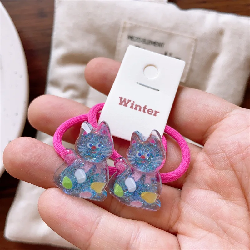 Новые корейские милые детские резинки для волос с котом акриловая прозрачная