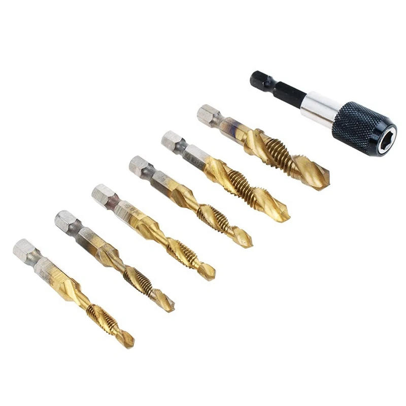 

GTBL Titanium Combination Drill Tap Bit Set 26PCS SAE And Metric Tap Bits Kit For Screw Thread Drilling Tapping Deburring