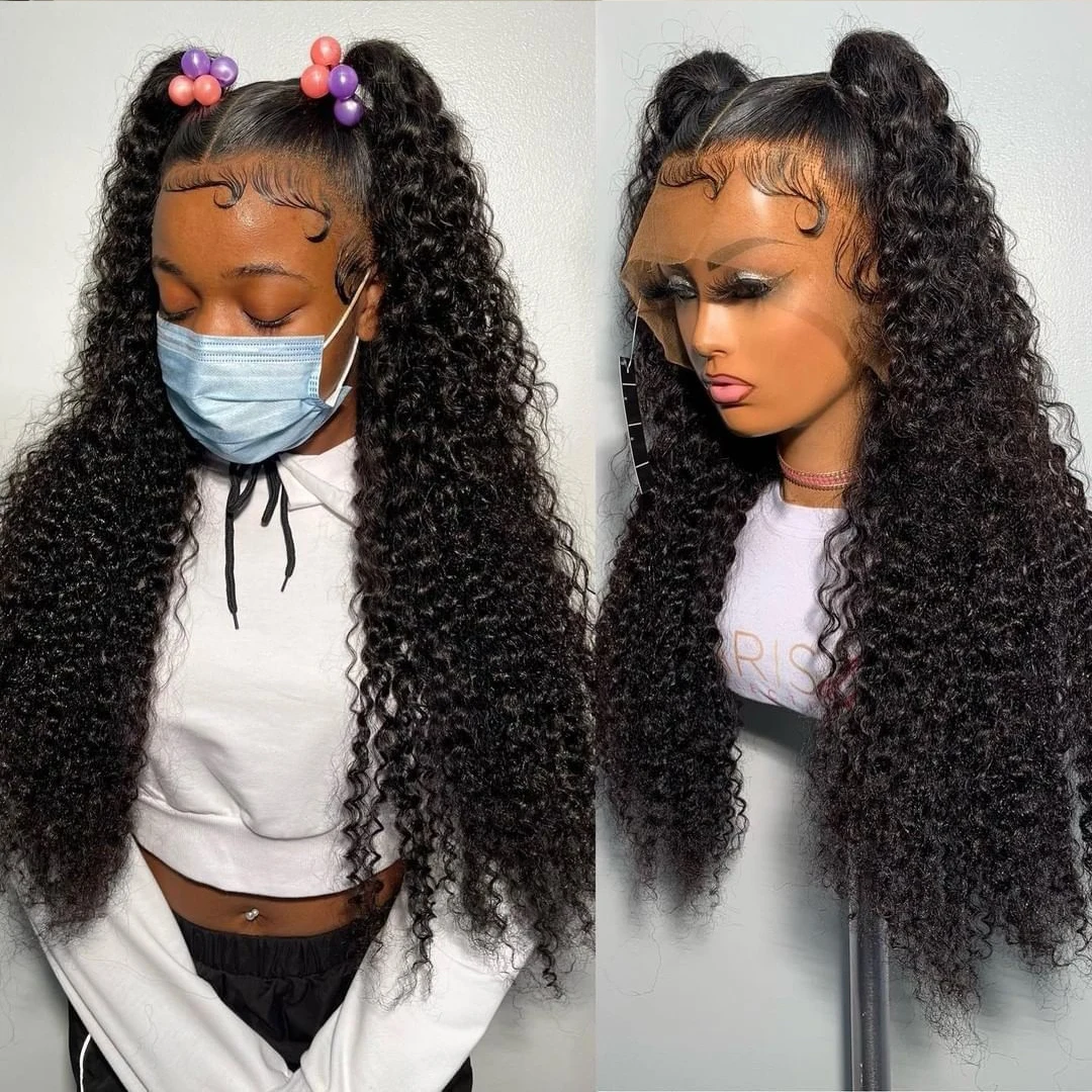 

Deep Wave Transparent Frontal Wigs Human Hair PrePlucked Brazilian 220 Density 13x6 Lace Front Human Hair Wigs For Black Women