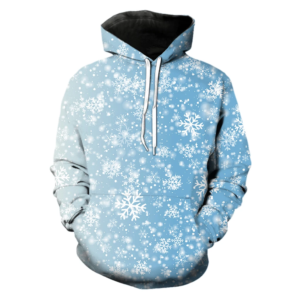 

Winter Snowflakes Men's Hoodies Cool Long Sleeve Casual Fashion Pullover 3D Printed Teens With Hood Jackets Tops Funny Unisex