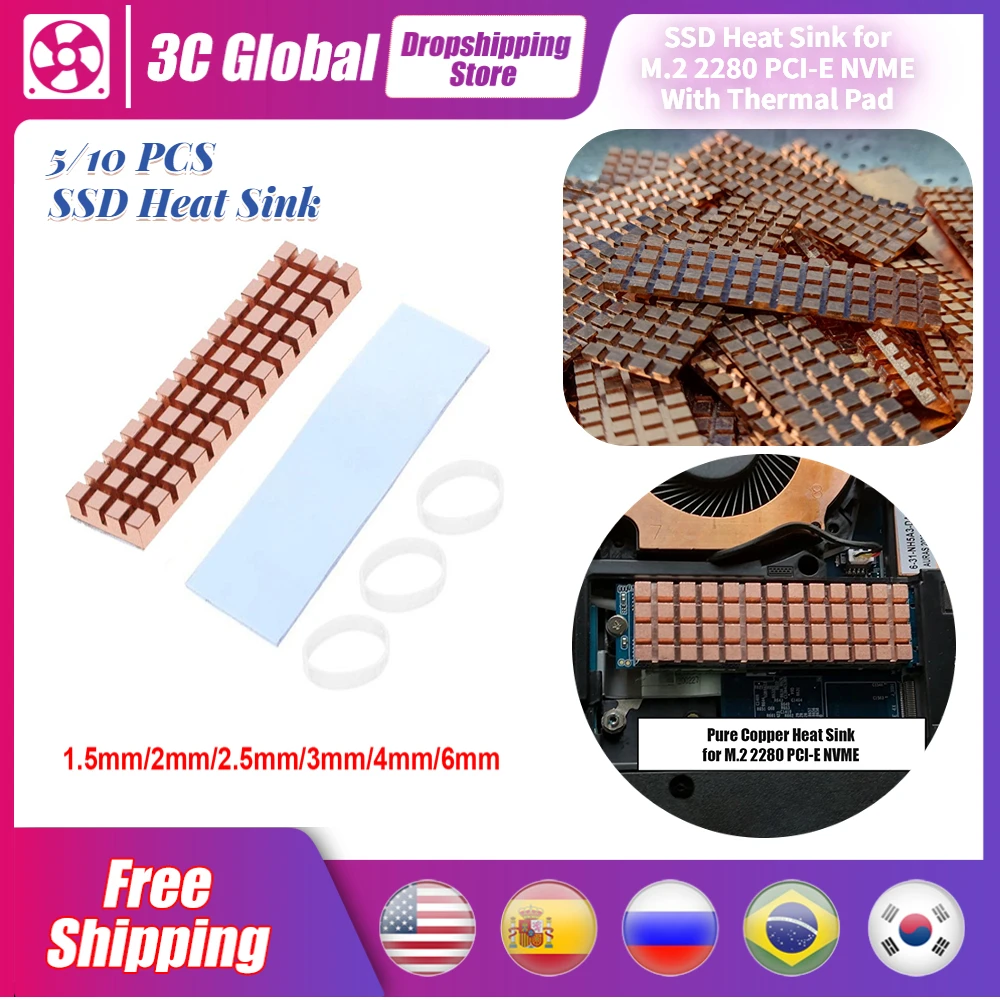 

5/10 шт., радиатор для M.2 2280 PCI-E NVME