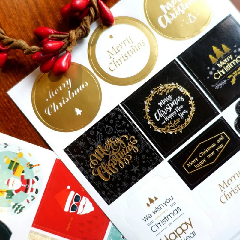 

Christmas Sticker Labels 2 Sheets/pack Adhesive Gift Tags Wrap Tags Labels For Holiday Presents, Scrapbooking, Birthday, Wedding