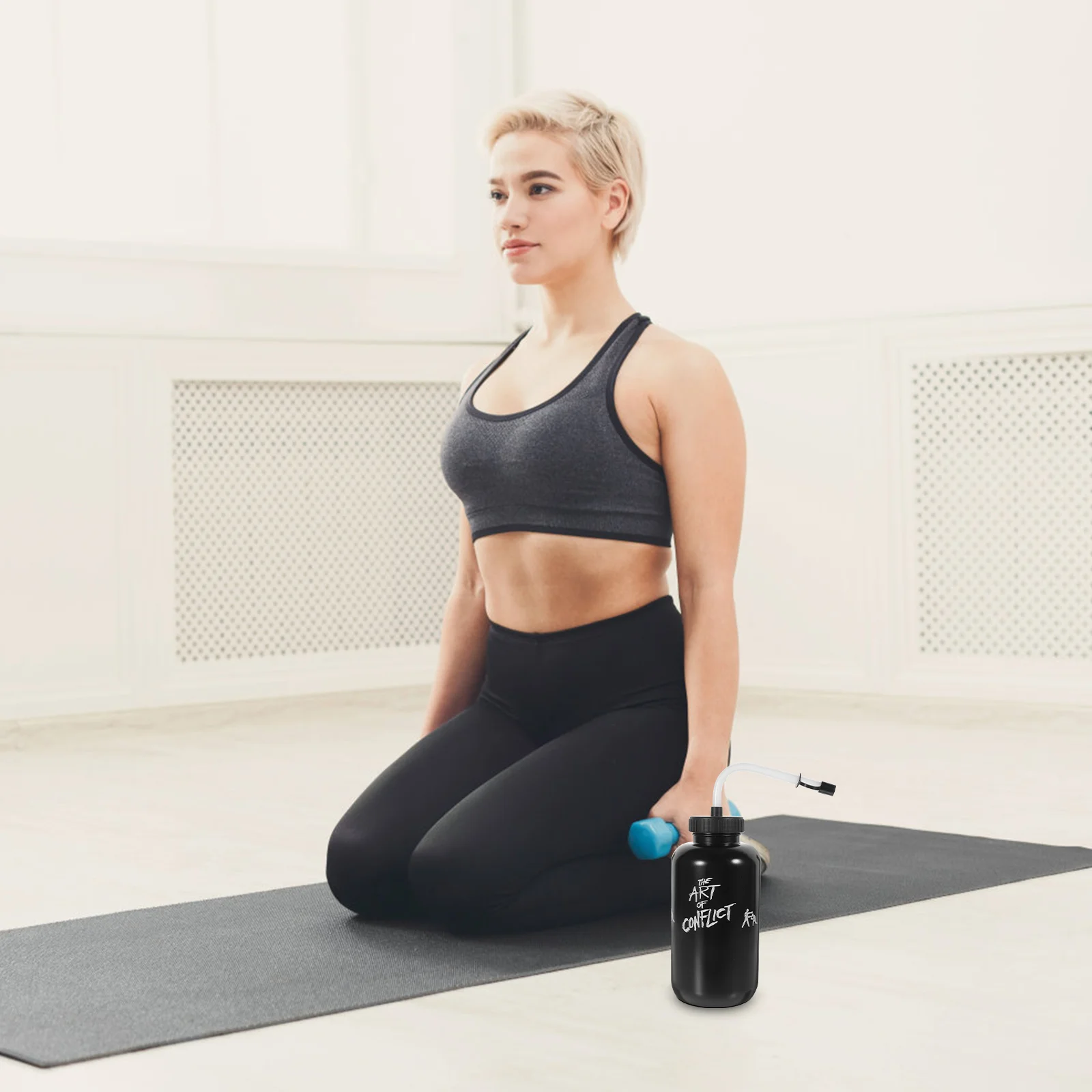 Бутылка для воды с длинной соломой пластиковая бутылка вратаря боксерская 1 литр