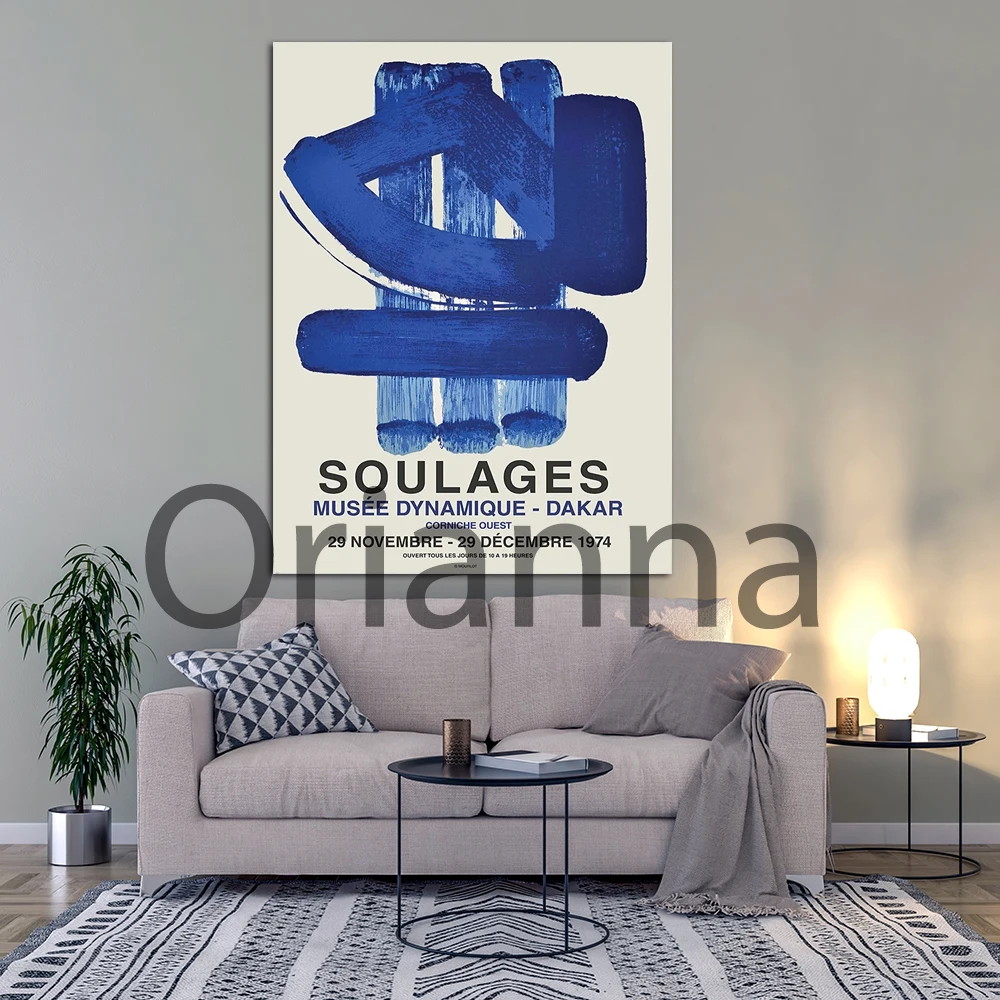 Постер Pierre Soulages-Musee Dynamic-Dacar-Blue Wall Art винтажный художественный постер декор для
