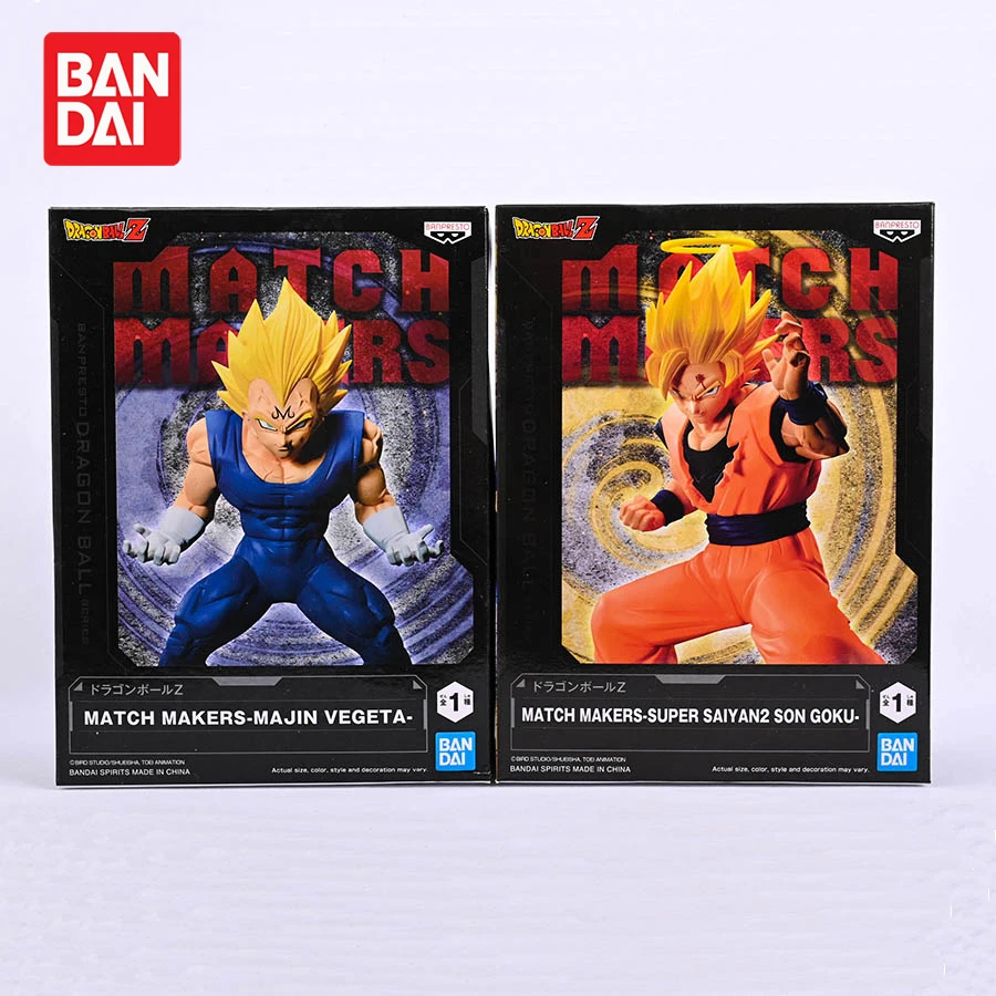 Original BANDAI BANPRESTO Draagon Ball Z Match Makers Super Saiyan 2 Goku Majin Vegeta Anime Action Figures Collection Model Toy