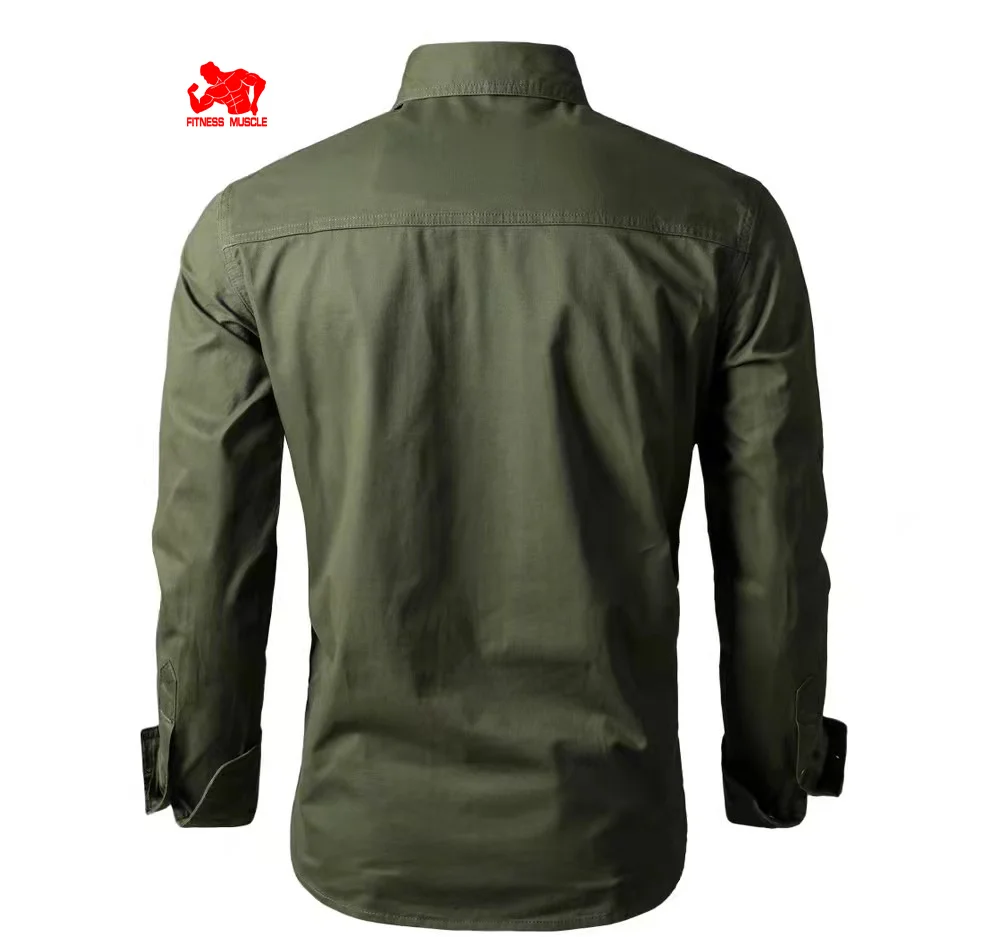 New Spring Men's Casual Workwear Long Sleeve Shirts Men's Slim Fit Solid Color Cotton Shirts Breathable Sports Tops