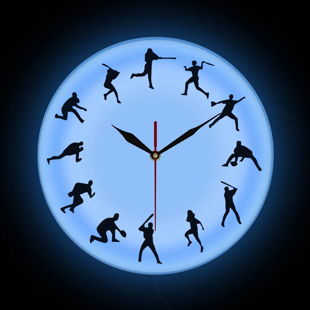 Настенные часы с Бейсбольным временем бейсбольные игроки разные позы