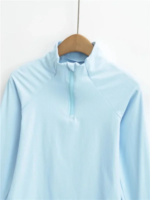 Спортивный воротник-стойка на молнии с длинным рукавом женский базовый слой для