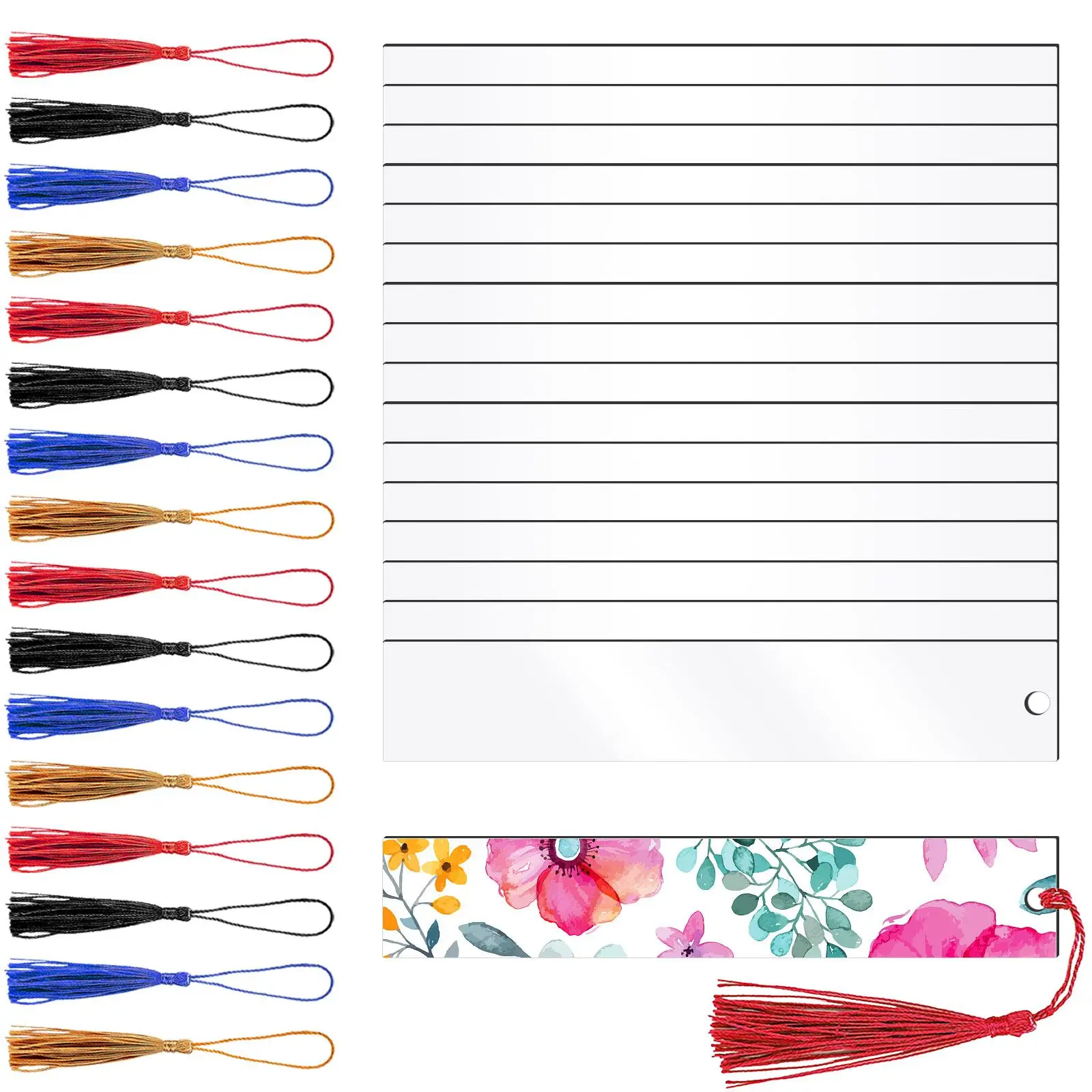 

40 Pcs DIY Clear Bookmarks Paper Bookmarks Bulk DIY Acrylic Bookmarks Book Marks Kids Blank Acrylic Decorate Tassel Bookmarks