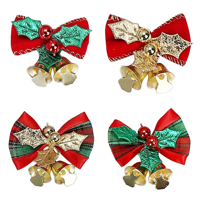 

5Pcs 5CM Gold Green Bow Bells Decorations Handwork Christmas Tree Pendant New Year Holiday Party Santa Navidad Garden DIY Gifts