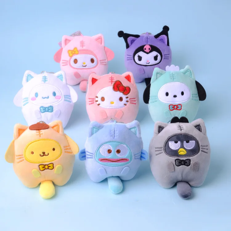 

Sanrio плюшевые игрушки, брелок Kawaii Kitty Kuromi Cinnamoroll My Melody животное маленький тигр кулон Игрушка аксессуары рождественские подарки