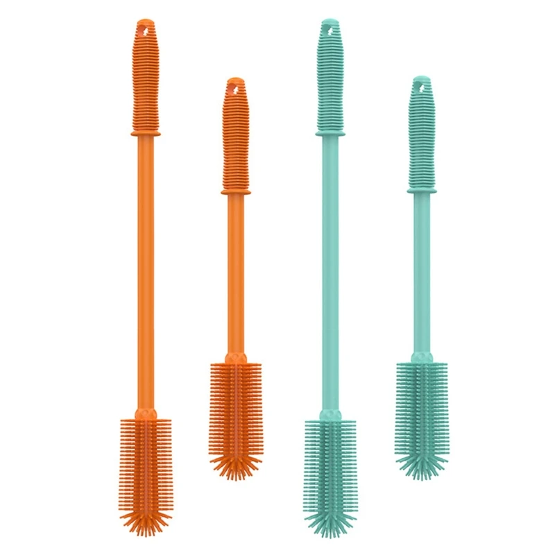 

Набор силиконовых щеток для чистки, 2 щетки с ручкой и отверстием для подвешивания для бутылки с молоком, стеклянной чашки, глубокий и узкий