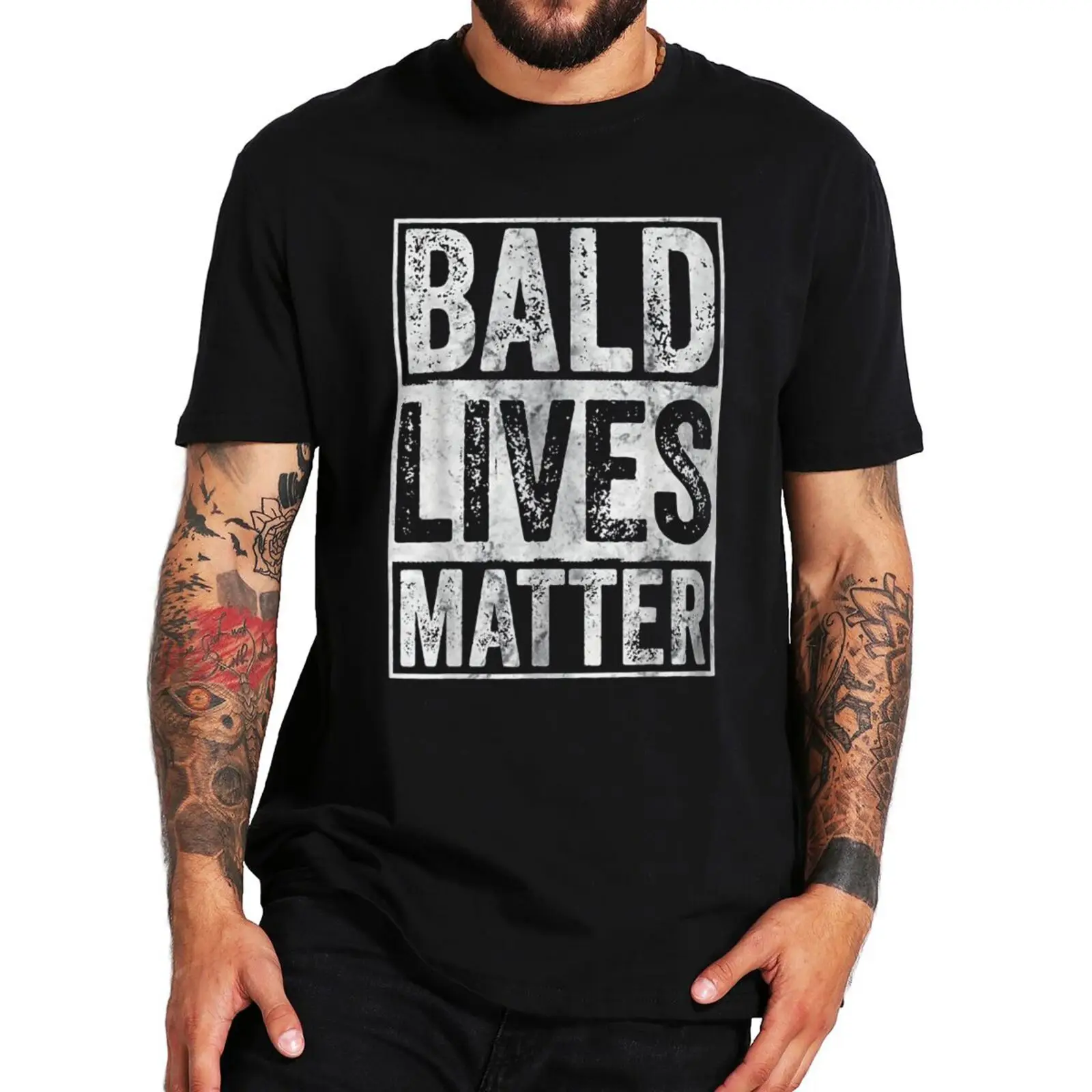 

Man Bald Lives Matter T Shirt Funny Sayings Bald Head Joke Gifts Vintage Men Tshirt Summer Cotton O-neck Casual EU Size T-shirt