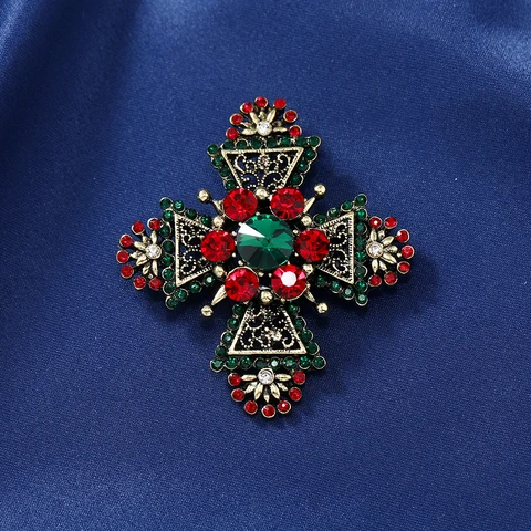 Большая красная металлическая брошь муylinda