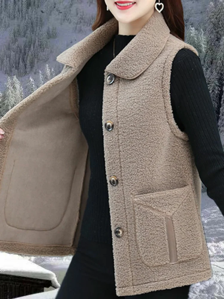 Women's Imitation Vest Outerwear Women Autumn and Winter Middle-Aged Elderly Middle-aged Dress Fashion Si...