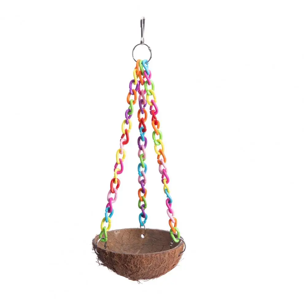 

Convenient Comfortable Colorful Chain Coconut Shell Lightweight Hanging Parrot Swing Toy Hamster Nest Easy Disassemble