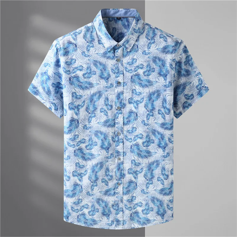 

New Arrival Fashion Suepr Large 100% Cotton Summer Printed Men's Shirt with Square Sleeves Plus Size 2XL3XL 4XL 5XL 6XL 7XL 8XL