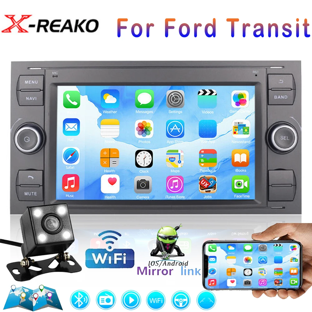 

Магнитола автомобильная, 2 Din, Android 11, FM, стерео, GPS-навигация, FM/RDS для Ford Focus Transit Fiesta Focus Galaxy Mondeo Fusion C-Max