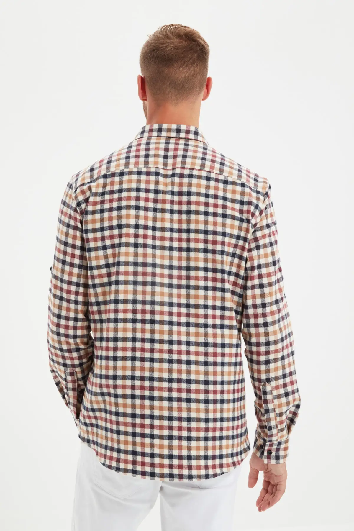 

Trendyol Male Slim Fit Shirt Collar Single Pocket Epaulets Lumberjack Plaid Shirt TMNAW22GO0337