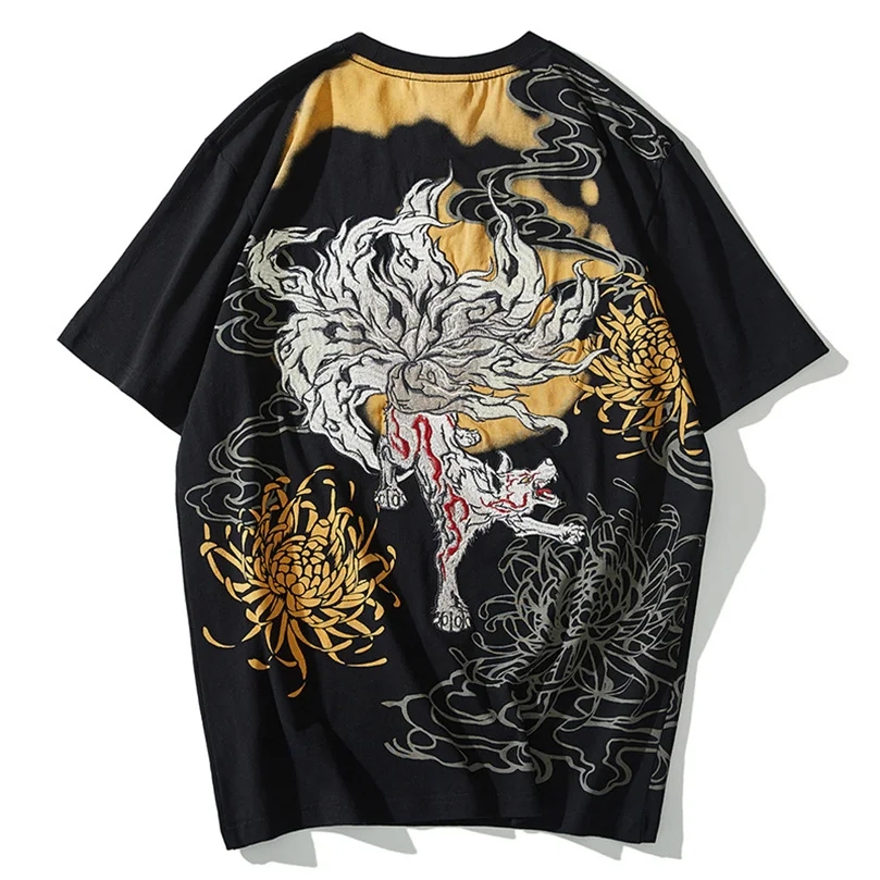 Maglietta grafica carpa uomo primavera marca stile giapponese Streetwear per giovani manica lunga in cotone O collo Cartoon T-Shirt uomo 2022