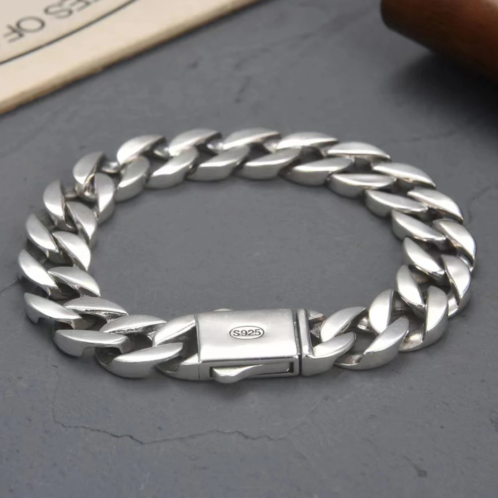 Браслет мужской из серебра 13 мм 20 см/18 см