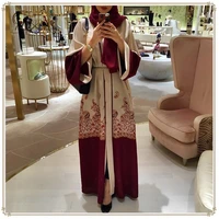 2022 muslim fashion red print cardigan for women dubai turkey islamic clothing open abaya caftan hijab dress european clothing